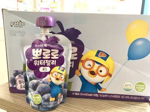 Thạch Hoa Quả Vị Nho Paldo Pororo Hàn Quốc Túi 120ml